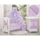 Conjunto de cama bebé  3 elementos Urso Coração  Lilas